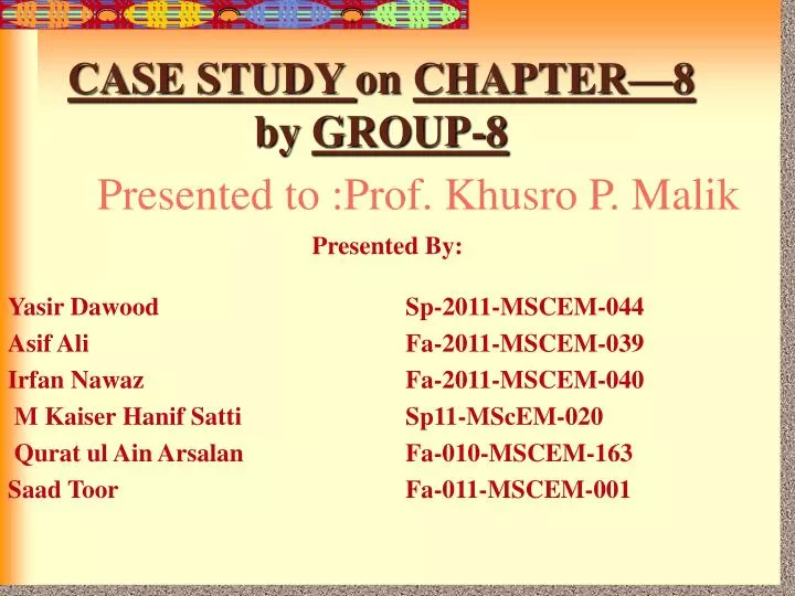 presented to prof khusro p malik