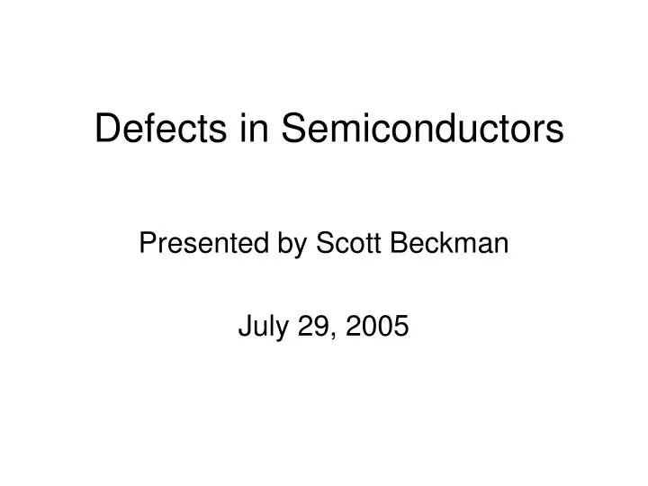 defects in semiconductors