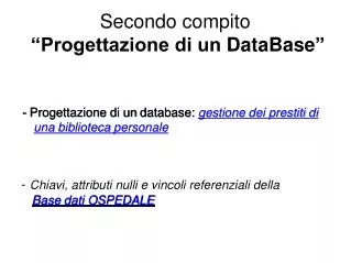 secondo compito progettazione di un database