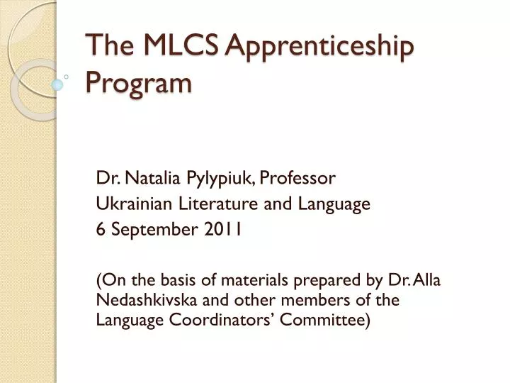 the mlcs apprenticeship program
