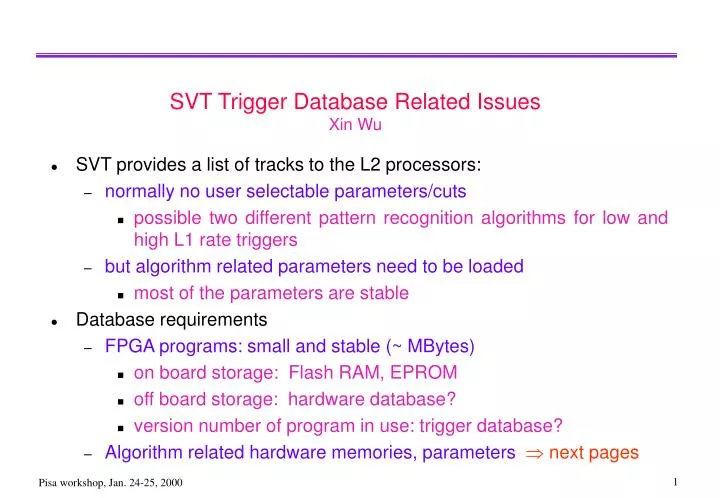 svt trigger database related issues xin wu