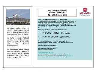 Your Travel Arrangements on Air Malta flights
