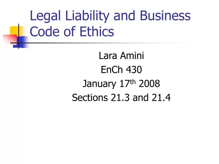 legal liability and business code of ethics
