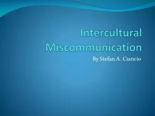 Intercultural Miscommunication
