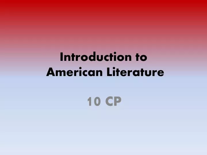 introduction to american literature