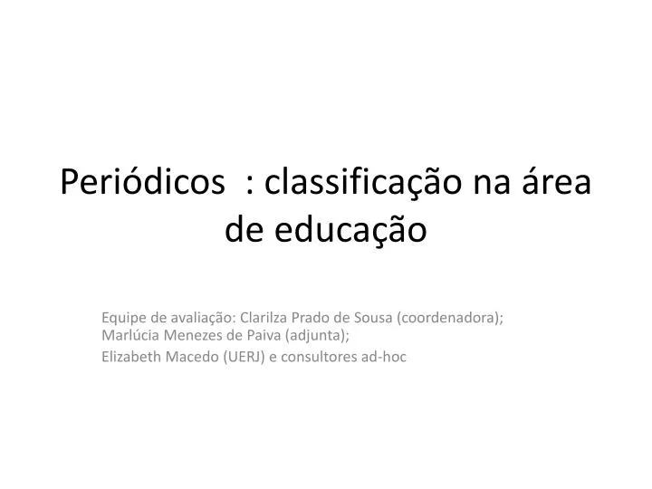 peri dicos classifica o na rea de educa o