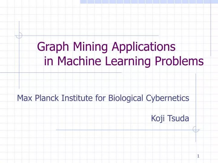 graph mining applications in machine learning problems