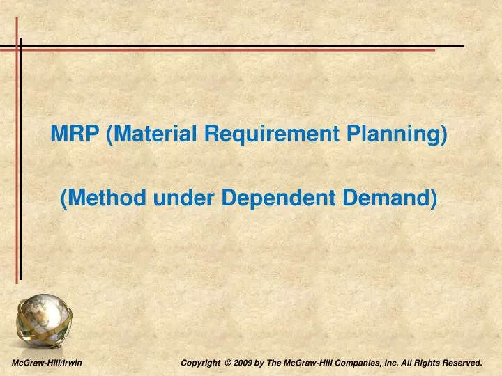 mrp material requirement planning method under dependent demand