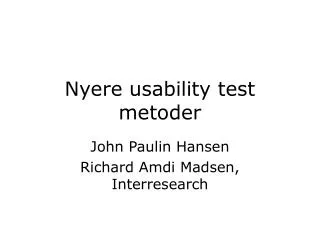 nyere usability test metoder