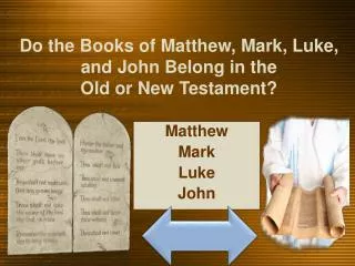 Do the Books of Matthew, Mark, Luke, and John Belong in the Old or New Testament?