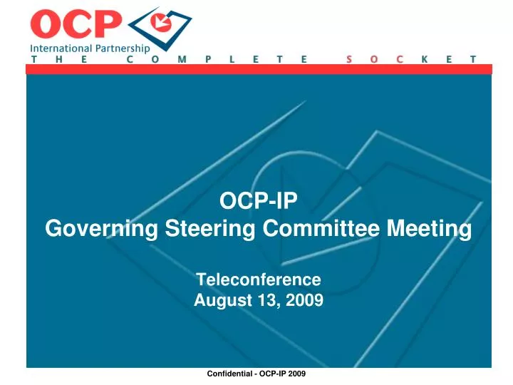 ocp ip governing steering committee meeting teleconference august 13 2009