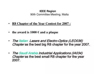 IEEE Region 90th Committee Meeting, Malta