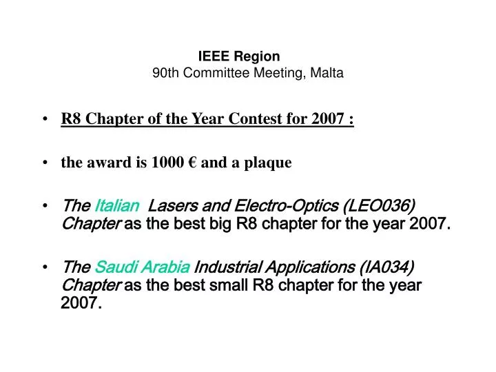 ieee region 90th committee meeting malta