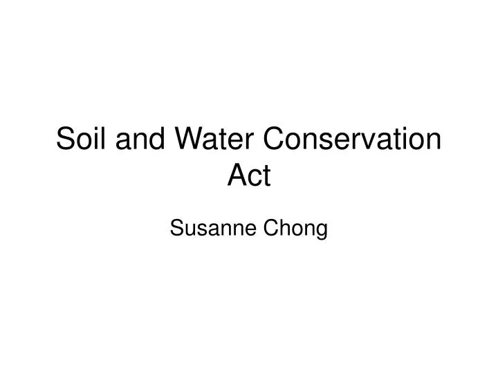 soil and water conservation act