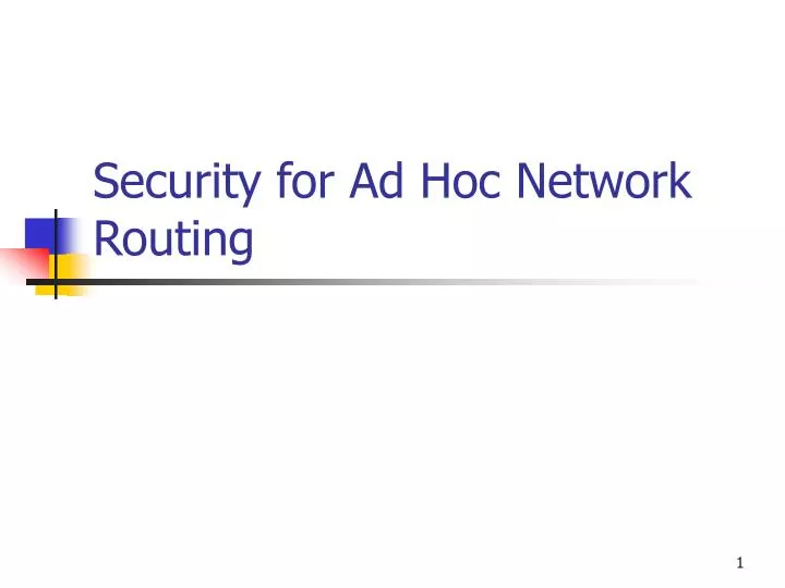 security for ad hoc network routing