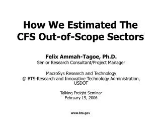 How We Estimated The CFS Out-of-Scope Sectors