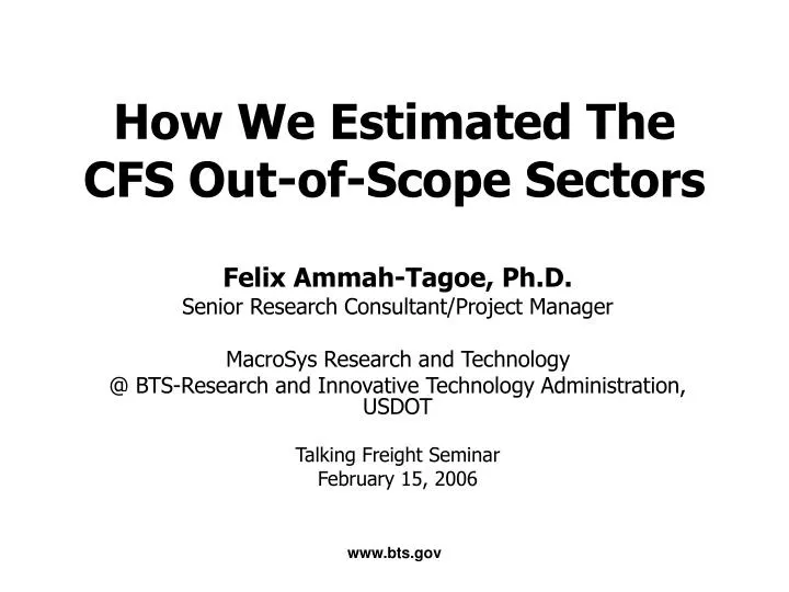 how we estimated the cfs out of scope sectors