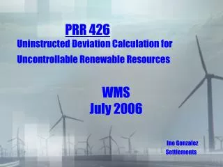 PRR 426 Uninstructed Deviation Calculation for Uncontrollable Renewable Resources