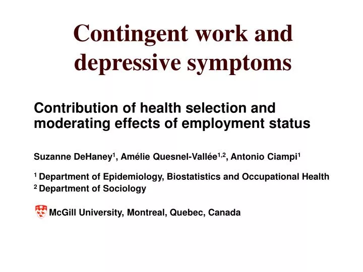 contingent work and depressive symptoms