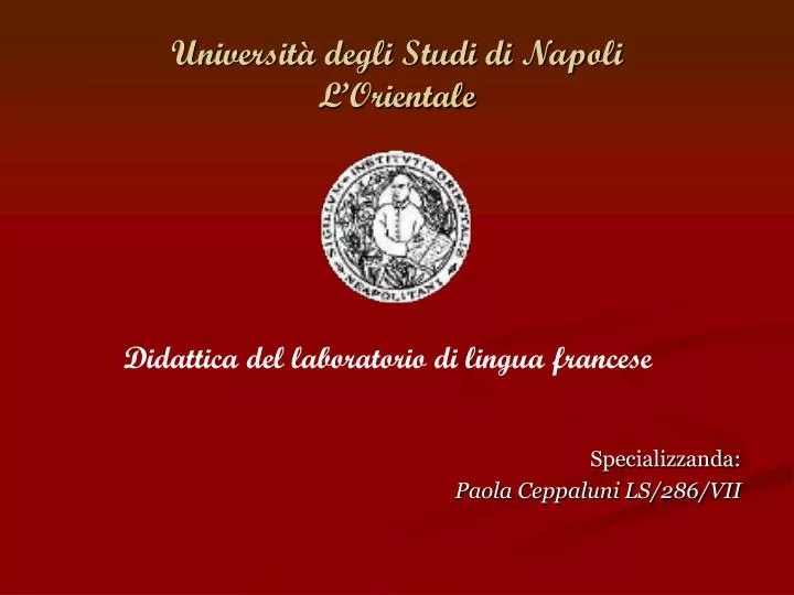 universit degli studi di napoli l orientale