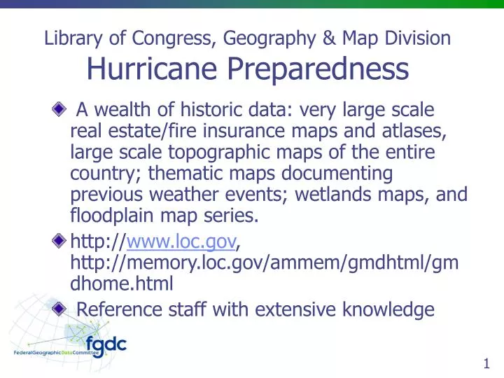 library of congress geography map division hurricane preparedness
