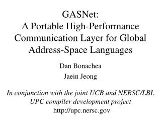 gasnet a portable high performance communication layer for global address space languages