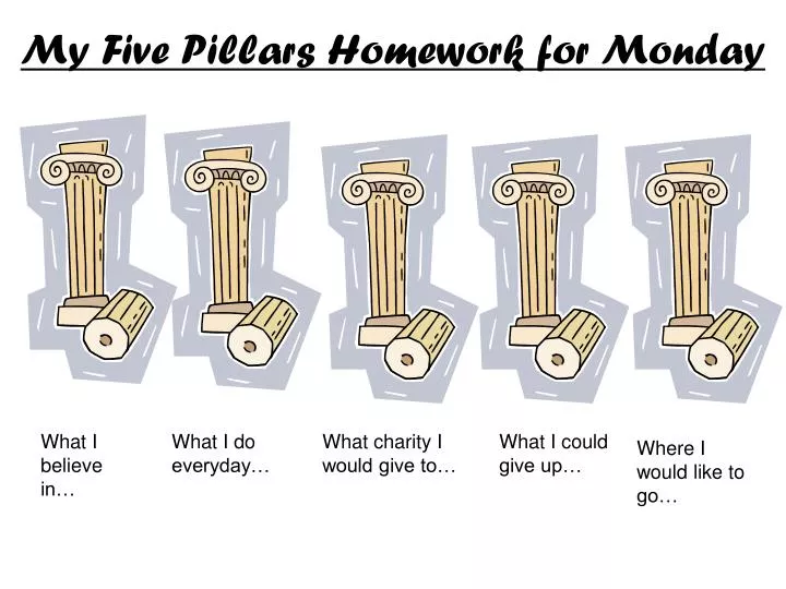 my five pillars homework for monday