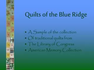Quilts of the Blue Ridge