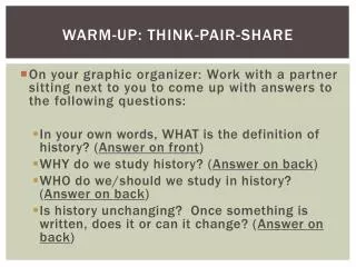 Warm-up: Think-Pair-Share