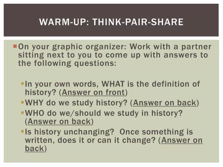 Ppt Warm Up Think Pair Share