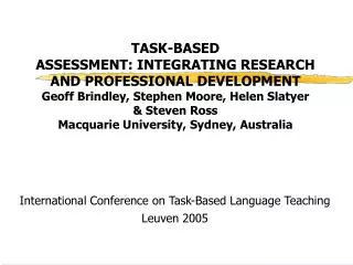 International Conference on Task-Based Language Teaching Leuven 2005