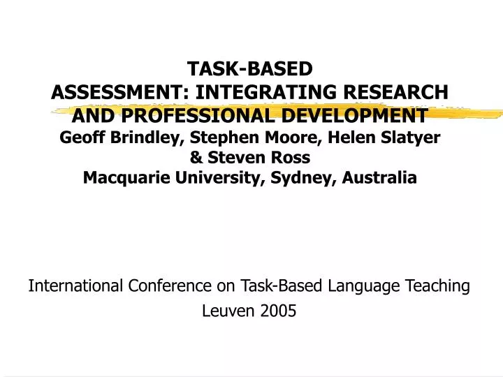 international conference on task based language teaching leuven 2005