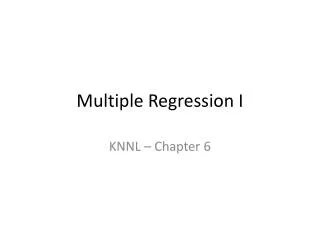 Multiple Regression I