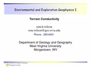 Environmental and Exploration Geophysics I