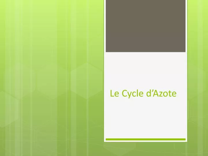 le cycle d azote