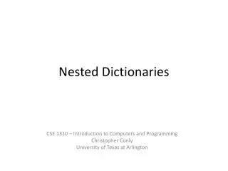 Nested Dictionaries