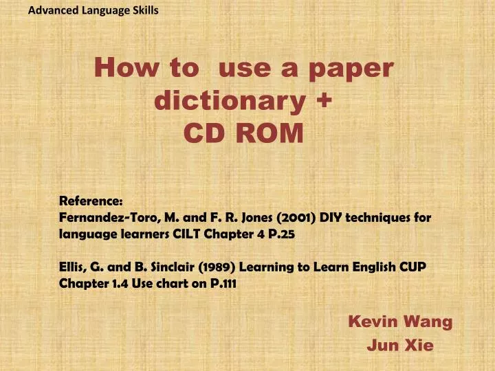 how to use a paper dictionary cd rom