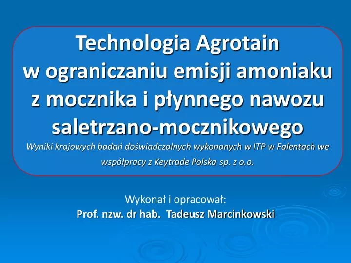 wykona i opracowa prof nzw dr hab tadeusz marcinkowski