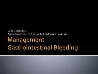 Management Gastrointestinal Bleeding