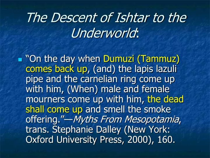 the descent of ishtar to the underworld