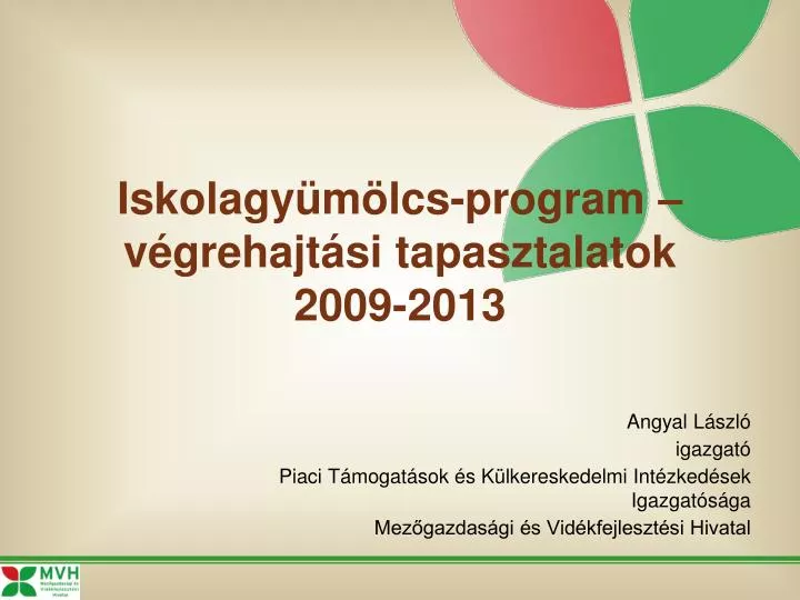 iskolagy m lcs program v grehajt si tapasztalatok 2009 2013