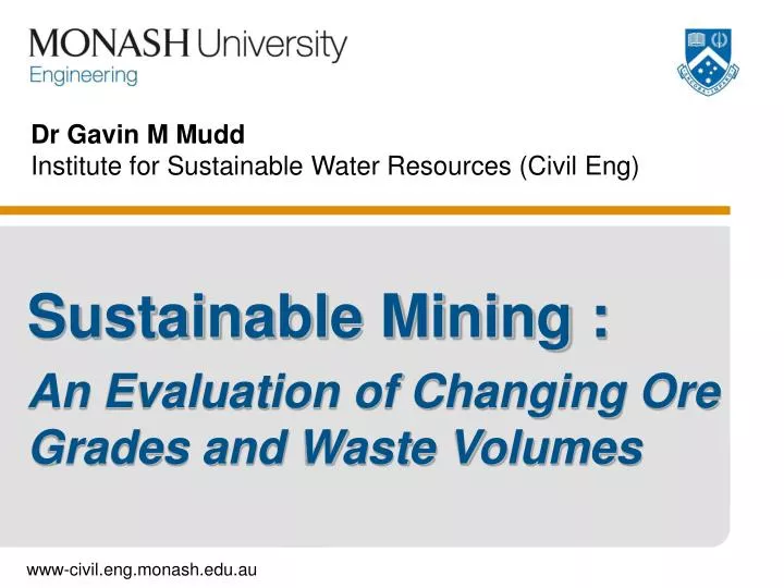 dr gavin m mudd institute for sustainable water resources civil eng