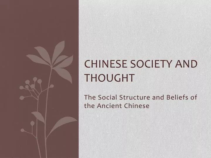 chinese society and thought