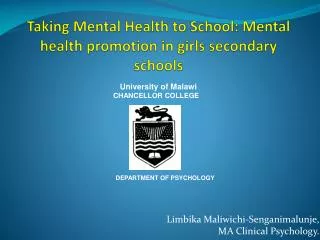 Taking Mental Health to School: Mental health promotion in girls secondary schools