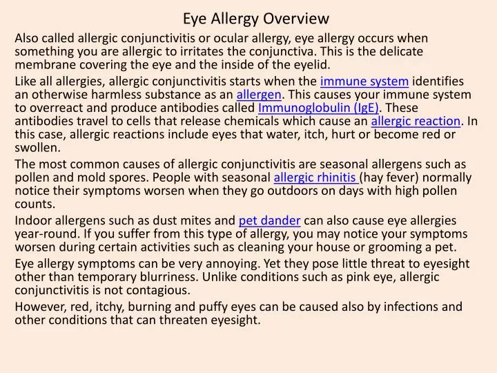 eye allergy overview