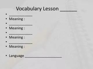vocabulary lesson
