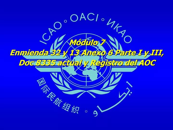 m dulo 7 enmienda 32 y 13 anexo 6 parte i y iii doc 8335 actual y registro del aoc