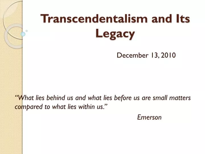 transcendentalism and its legacy