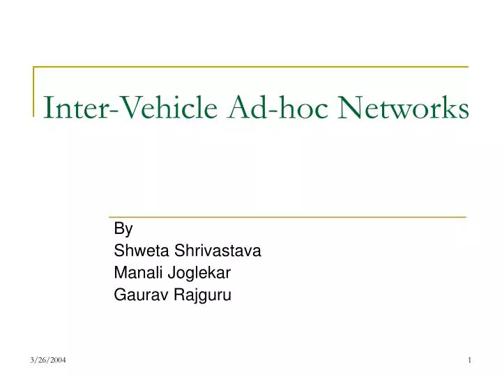 inter vehicle ad hoc networks