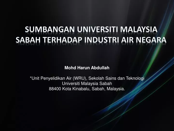 sumbangan universiti malaysia sabah terhadap industri air negara
